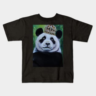 Panda with Crown Oil Painting Kids T-Shirt